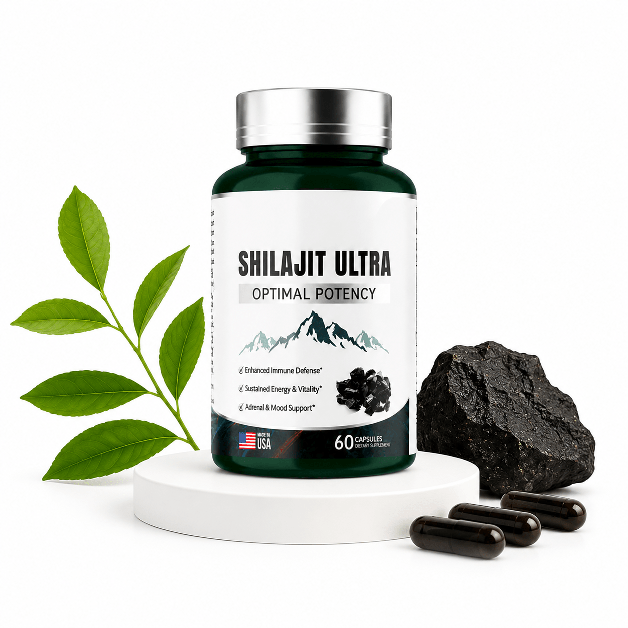 Shilajit Ultra Optimal Potency 60 Capsulas Suplemento Mineral Zivanne
