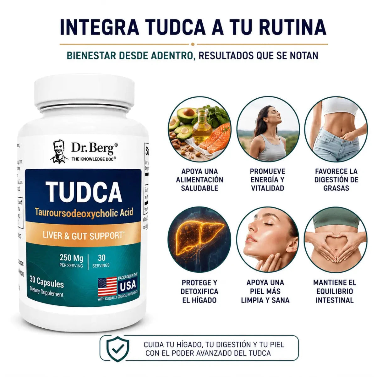 Dr Berg TUDCA 30 Capsulas Suplemento Digestivo Zivanne