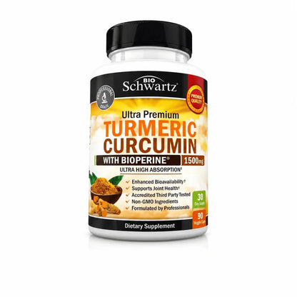 BioSchwartz Turmeric Curcumin con BioPerine 1500mg 90 Capsulas Cúrcuma Zivanne