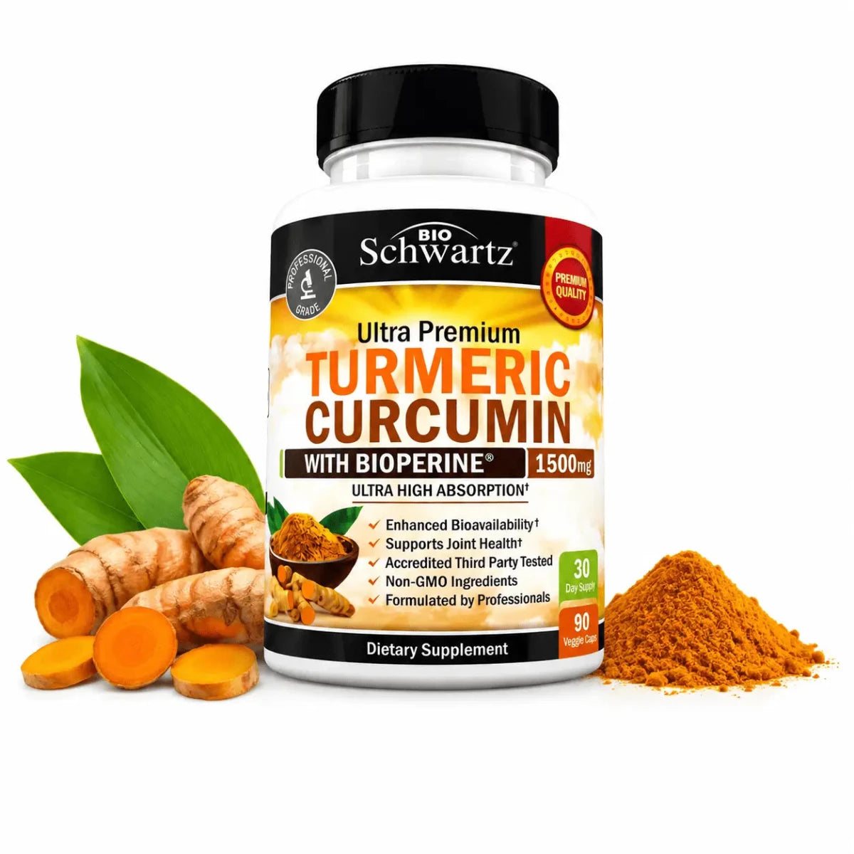 BioSchwartz Turmeric Curcumin con BioPerine 1500mg 90 Capsulas Cúrcuma Zivanne