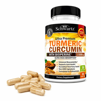 BioSchwartz Turmeric Curcumin con BioPerine 1500mg 90 Capsulas Cúrcuma Zivanne